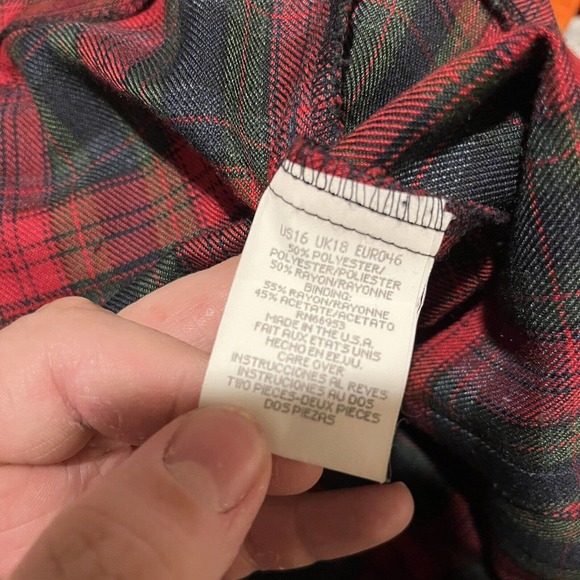 VINTAGE LESLIE FAY WOMENS 16 BLAZER JACKET TOP RED BLACK PLAID HOLIDAY PARTY NYE - Picture 9 of 10